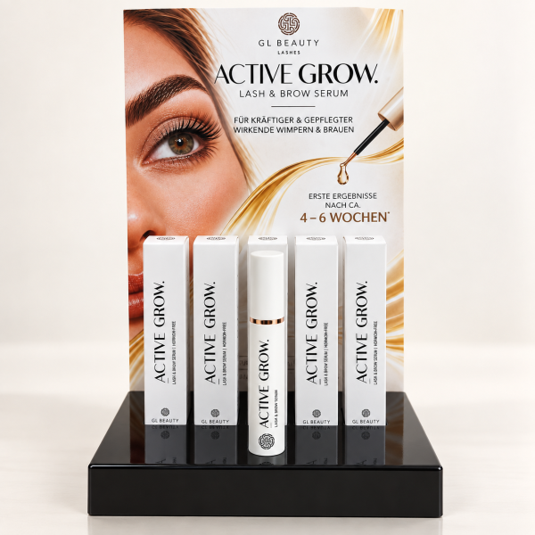 ACTIVE GROW Display | Lash & Brow Serum | Verkaufsdisplay für Studio & Salon